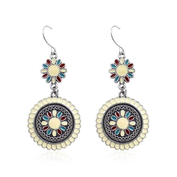 Jewelry - 5/$25 White & Blue Flower Sun Dangle Earrings
